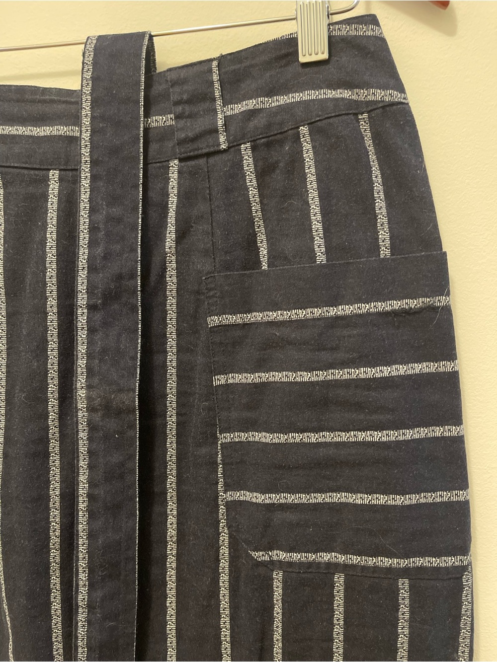 Paraphrase Navy and White Vertical-Stripe Tie-Waist A-Line Skirt - Picture 5 of 9
